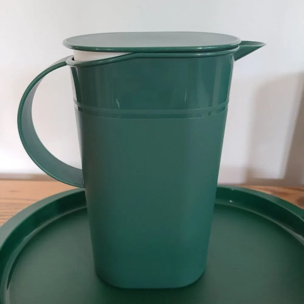 Tupperware 6-Pc Preludio Slim Ice Bucket w/Tongs Pitcher and Serving Tray VTG